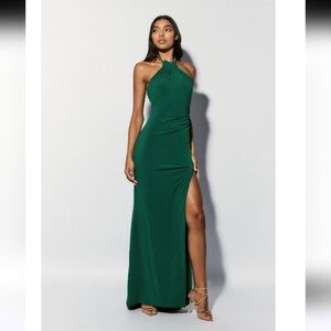 Nookie Captivate Halter Gown NEW w/tags JADE GREEN Prom Dress